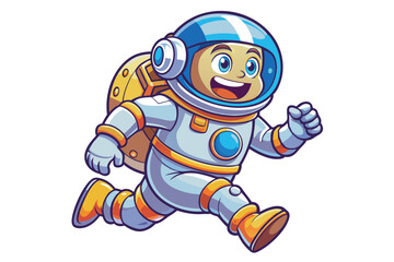 Obraz premium Cheerful child astronaut exploring space while joyfully running across alien terrain during a bright cosmic adventure