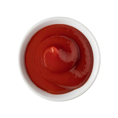 ketchup top view in white bowl