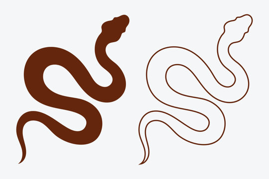Snake icon. Snake silhouette vector. snake silhouette cobra wildlife icons hand drawn. Clipart boa constrictor, cobra, grass snake, python Isolated on white background. 