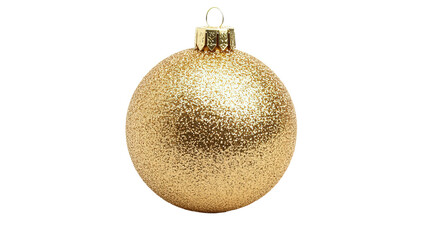 Glitter gold christmas ball isolated on transparent background, png