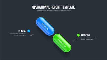 Marketing Report Frame Layout Vector Illustration. Corporate Forecast Two Element Infographic Presentation Design. Business Campaign 2 Option Diagram Slide Template.
