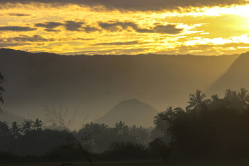 Morning Sunset Sky Background with Dramatic Clouds and Beautiful Scene Colors