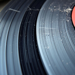 Worn-Out Vinyl Record Surface with Dust and Scratches – Macro Close-Up