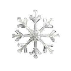 Intricate Crystal Snowflake with Delicate Prongs in Glossy White Finish on Black Canvas for Winter Holiday Designs