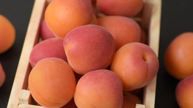 Fresh ripe fruit apricots are red yellow in color. Apricots as a background for your design