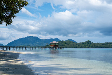 White sandy beach on Bolilanga Island, Togian archipelago, Sulawesi, Indonesia