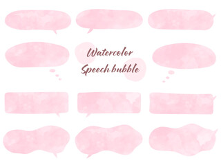 水彩風テクスチャの手描き風吹き出しセット ベクター ピンク