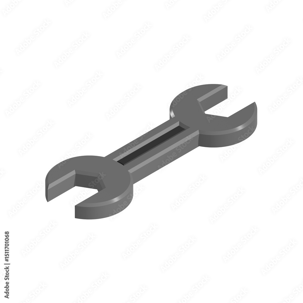 Poster 3d wrench of mechanic tool icon isolated on transparent background