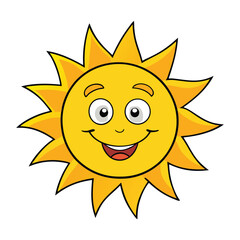 A cheerful sun cartoon with a big smile and sunglasses, radiating warmth and joy—perfectly symbolizing the fun, energy, and brightness of summertime.
