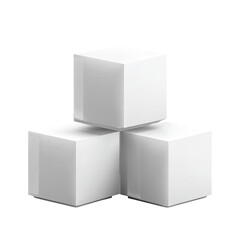Three pristine white sugar cubes arranged in a triangular formation, showcasing their smooth, glossy surfaces and clean, minimalist design