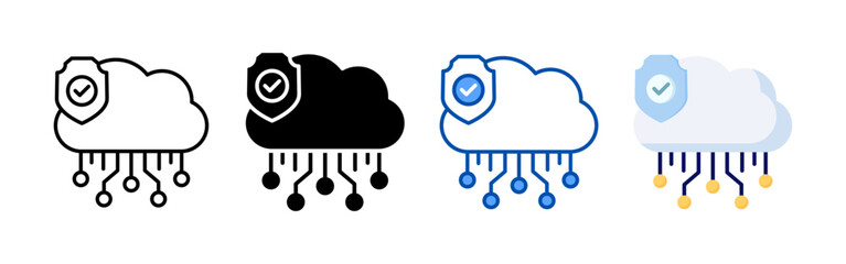 Cloud security icon set bundle. Multi style icon collection perfect for websites, apps, and presentations. Simple vector icon collection