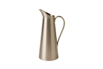 Elegant stainless steel water pitcher with curved spout and handle, modern minimalist design, isolated on a transparent background