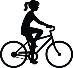 Obraz premium Girl Riding Bicycle Silhouette Set – Sporty & Active Vector Pack Cycling Girl Silhouette Collection – Bike Ride Graphic Set