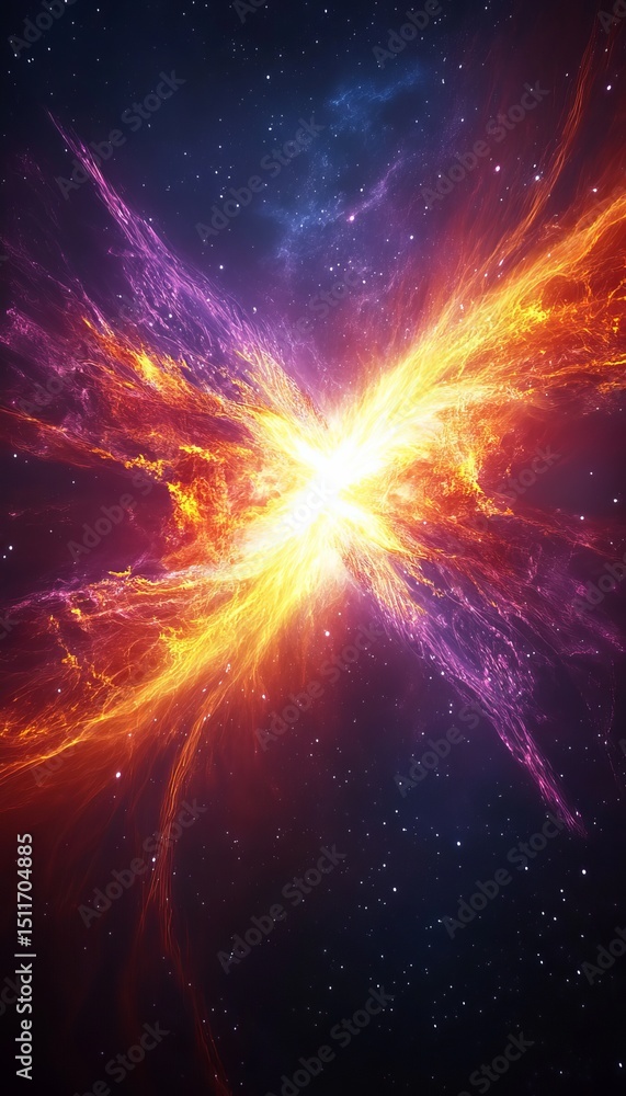 Wall mural cosmic explosion nebula with vibrant colors, exploding with galactic energy background or texture