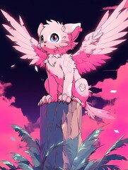 Fantasy illustration of lion cub fairy.