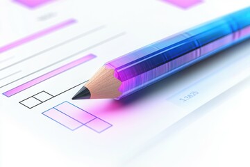 A simple icon of an abstract document, with a blue and purple gradient color scheme, in a glassmorphism style, on a white background