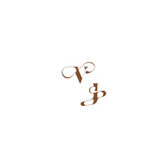 wedding logo concept VJ bold and hairline initial letter elegant curve monogram