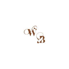 wedding logo concept WB bold and hairline initial letter elegant curve monogram