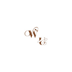 wedding logo concept WU bold and hairline initial letter elegant curve monogram