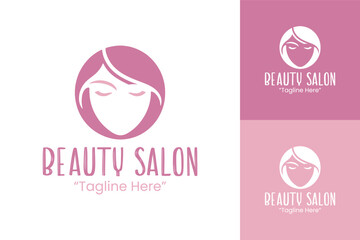 Minimalist Beauty Salon Logo with Hair Design and Soft Pink Color for Elegant Branding