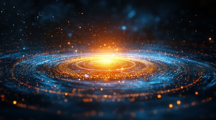 Spiral galaxy of glowing particles