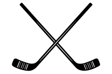 hockey stick and puck silhouette vector