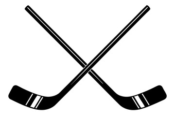 hockey stick and puck silhouette vector