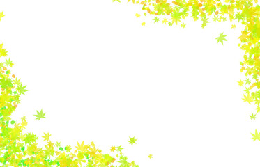 Colorful Autumn Leaves Border on a White transparent Background