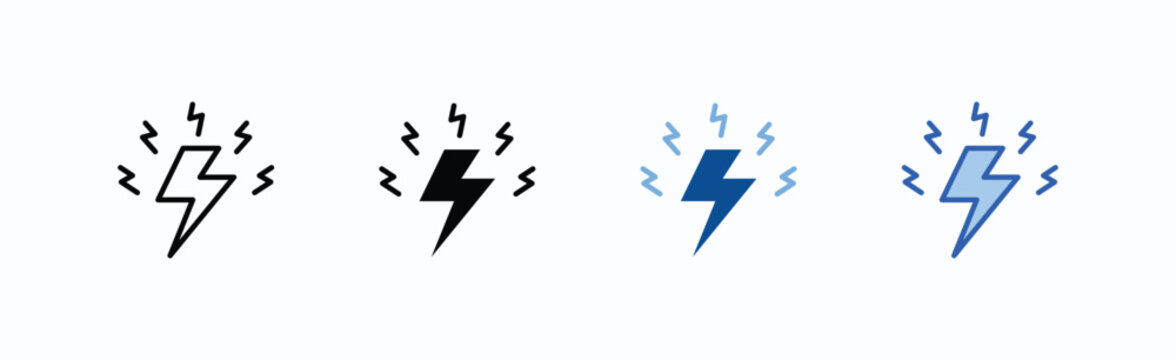 Power Icon Sheet Multiple Style Collection Isolated Vector