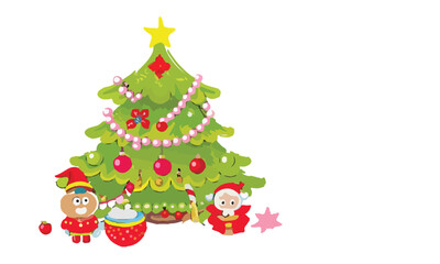 Christmas trees set isolated on white background. Colorful winter trees collection for holiday xmas and new year