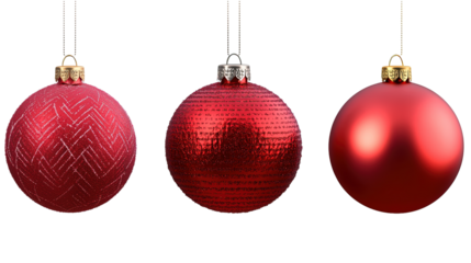 Red Christmas balls clipart on transparent background, png