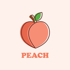 Peach fruit icon in flat style. Apricot vector illustration on isolated background. Nectarine nature snack sign business concept.