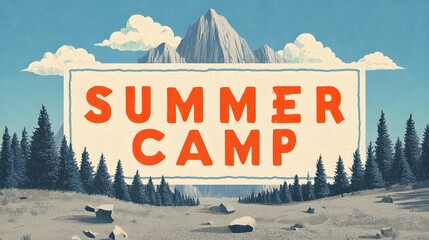 Fun summer camp sign with sleek style and loud fonts, ideal for youth adventures.