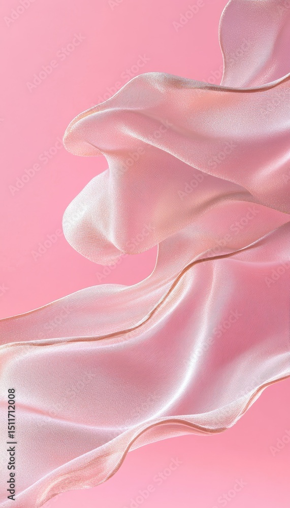 Poster elegant and subtle fluidity in pink abstract waves with soft gradients and delicate motion effects