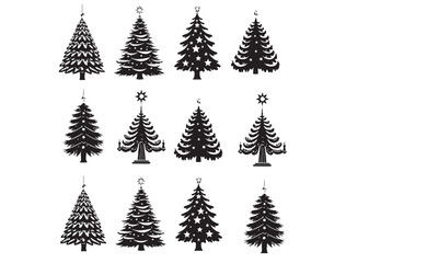 Fototapeta premium Christmas trees set isolated on white background. Colorful winter trees collection for holiday xmas and new year