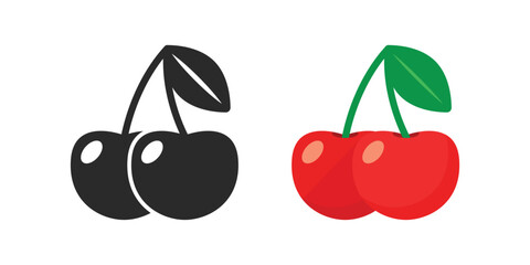 Cherry berry icon in flat style. Fresh fruit vector illustration on isolated background. Fresh cherry sign business concept.