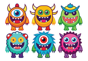 Obraz premium Cute Cartoon Monsters Fun Character Illustrations for Kids