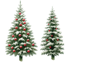 Christmas trees set isolated on white background. Colorful winter trees collection for holiday xmas and new year