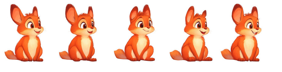 Fototapeta premium Cute animal cartoon characters display range of expressions on transparency background, showcasing their playful and friendly nature. These adorable creatures are sure to bring joy and warmth