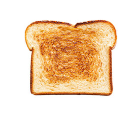A perfectly toasted slice of bread, golden brown and crisp, showing even toasting across the surface with slightly browned edges
