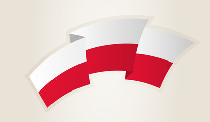 Poland Flag in Abstract Ribbon Shape, National Symbol of the Poland.