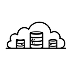 Cloud computing with database cylinders outlined, digital design