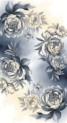 Watercolor floral peony flower illustration background art design decorative vintage elegant bloom pattern