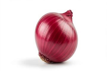 Fresh red onion bulb isolated on a white background, a healthy and organic vegetable ingredient