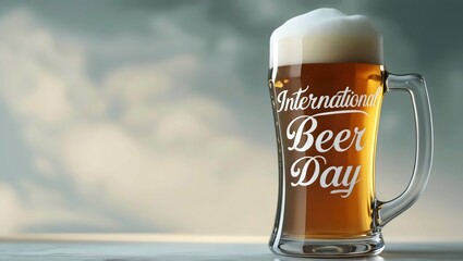 Glass of Cold Beer with Foam Celebrating International Beer Day

