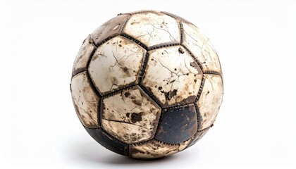 Dirty soccer ball isolated on white background