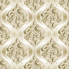Seamless Vintage Pattern. Vector seamless border in Victorian style. Classic vintage background