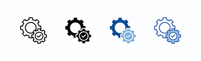 Gear Icon Sheet Multiple Style Collection Isolated Vector