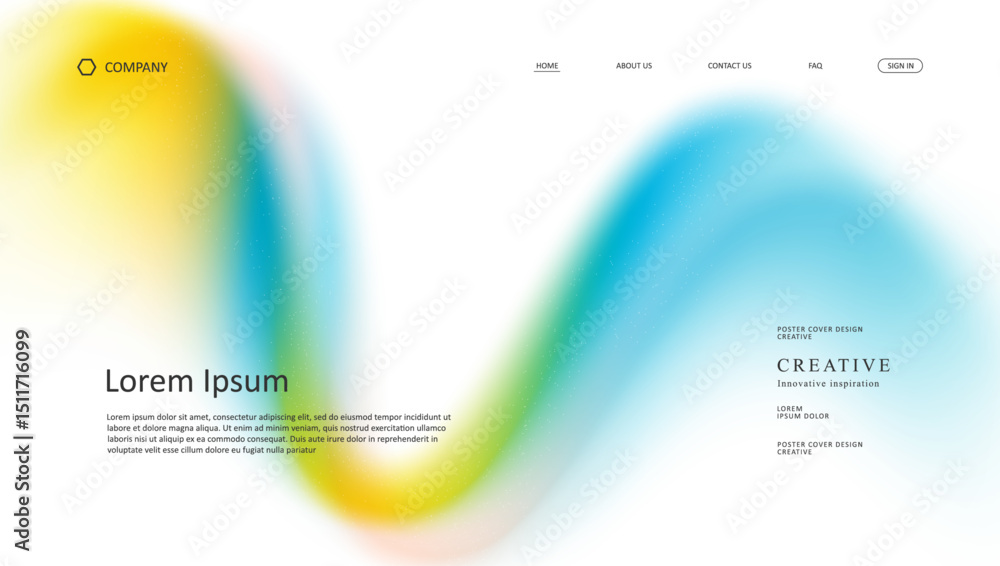 Poster abstract wave futuristic design of landing page. retro gradient mesh website design