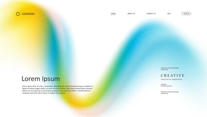 Abstract wave futuristic design of landing page. retro gradient mesh website design